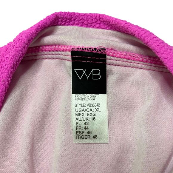 VYB Pink Ribbed High Waist Bikini Bottoms XL NWT Swimwear - Picture 3 of 7
